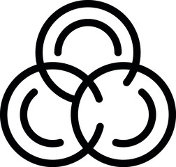 Wall Mural - Three interlocking circles forming an abstract shape icon, representing concepts such as unity, connection, and interdependence