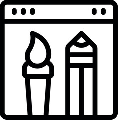 Poster - Simple icon depicting a paintbrush and pencil within a web browser window, representing the concept of digital art and design