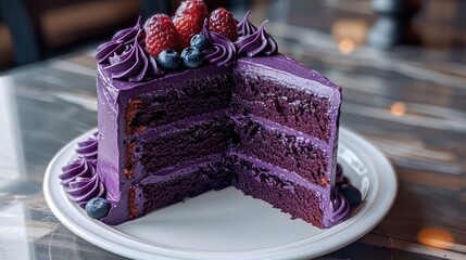 Poster - Luxurious Purple Velvet Cake. Generative AI.