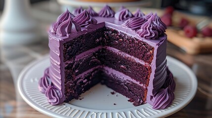 Poster - Luxurious Purple Velvet Cake. Generative AI.