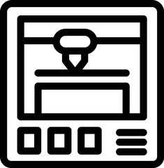 Poster - 3d printer working with buttons and display icon, outline style