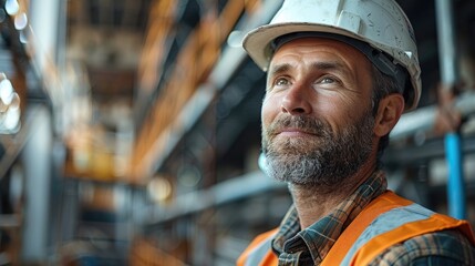 Aufkleber - A construction site foreman with space above for text. Generative AI.
