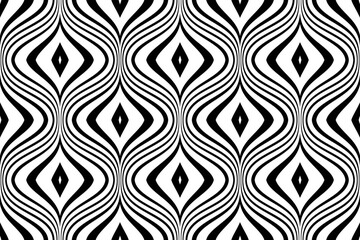 Wall Mural - Abstract Seamless Geometric Wavy Lines Pattern. 