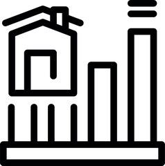 Poster - Line art icon of a house sitting on top of an increasing bar graph, representing rising home values
