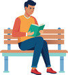 © ZeyBer - Illustration of Man Reading Book on Park Bench
