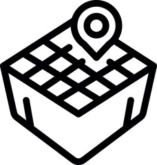 Sticker - Simple black and white icon of a location pin marking a spot on an isometric map