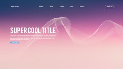 Poster - Landing page abstract design. Template for website or app. Colorful abstract minimal wave