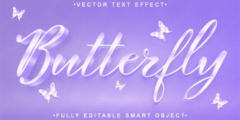 Poster - Purple Butterfly Vector Fully Editable Smart Object Text Effect