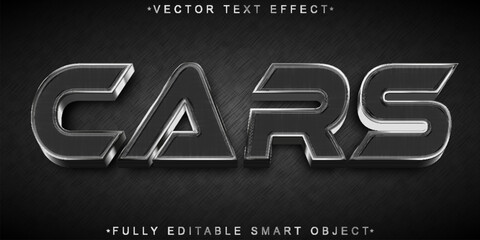 Poster - Silver Shiny Car Vector Fully Editable Smart Object Text Effect