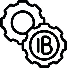 Poster - Line art icon of two gears connecting with international business symbol for global commerce