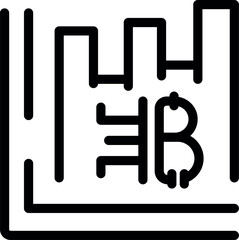 Poster - Black and white icon of a financial chart with the bitcoin cryptocurrency logo showing positive growth