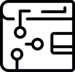 Poster - Line icon of a microchip, showing its electronic components