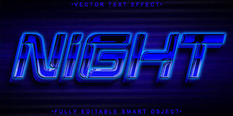 Poster - Blue Shiny Night Vector Fully Editable Smart Object Text Effect