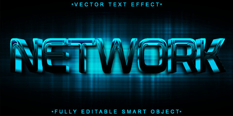 Aufkleber - Blue Tech Network Vector Fully Editable Smart Object Text Effect