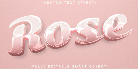 Poster - Pink Soft Elegant Shiny Love Rose Vector Fully Editable Smart Object Text Effect