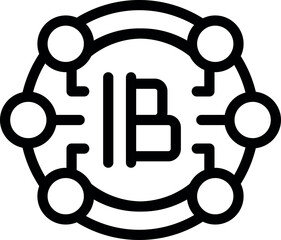 Poster - Crypto currency network concept with a bitcoin symbol linked with lines and dots