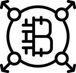 Poster - Bitcoin symbol is at the center of a network, representing the global reach and interconnected nature of cryptocurrencies