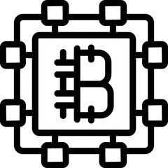 Poster - Line art icon representing a bitcoin mining hardware processing cryptocurrency transactions