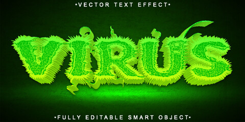 Poster - Green Hairy Virus Vector Fully Editable Smart Object Text Effect