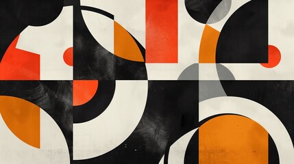 Poster - a geometric abstract design with bold shapes and vivid colors creates a striking visual impact.