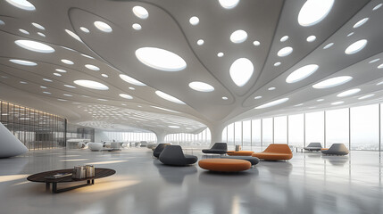 Poster - Modern and futuristic open office space with organic shapes