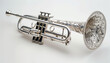 © Steven - Silver trumpet with ornate designs on the bell musical instrument close-up elegant and detailed craftsmanship