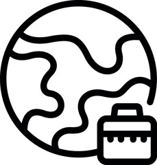Poster - Line art icon of a suitcase next to planet earth representing global business travel