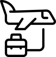 Poster - Simple line icon of an airplane delivering luggage, representing the travel and tourism industry