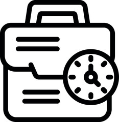 Poster - Black and white icon of a business portfolio with a clock showing the deadline for work