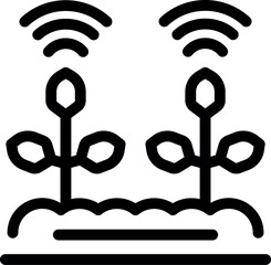 Poster - Black outline icon representing smart farming technology monitoring the growth of crops