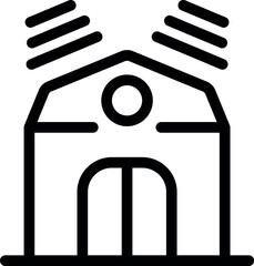 Poster - Line icon of a barn with sensors, representing modern agriculture and smart farming technologies