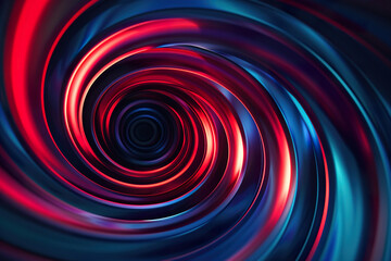 Wall Mural - A spiral of red and blue colors with a black center, generative ai image.