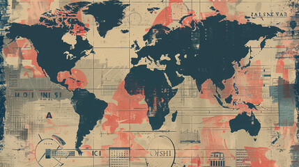 Wall Mural - Vintage Grunge Map Background