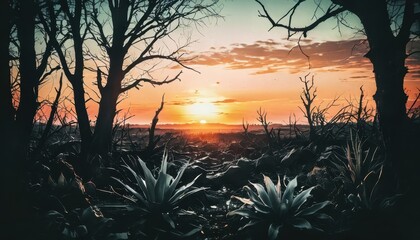 Wall Mural - Sunset Through the Trees.