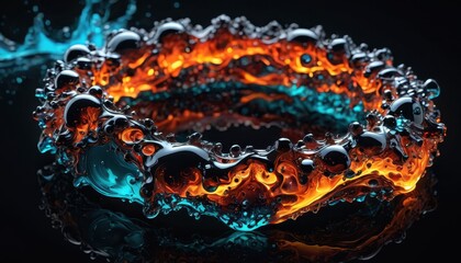 Poster - Abstract Liquid Fire and Water Ring.