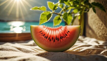 Wall Mural - Watermelon Slice in the Summer Sun.