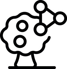 Poster - Simple line icon of a tree with a brain shape and a network growing from it