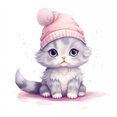 tiny cute pastel cat isolated