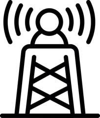Poster - Simple line art illustration of a radio tower sending radio waves