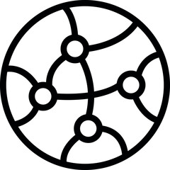 Poster - Black and white icon of a network connecting points around the world