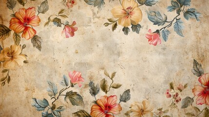 Sticker - Vintage paper with floral pattern