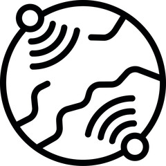 Poster - Stylized depiction of worldwide communication with signals connecting two points on a simplified earth