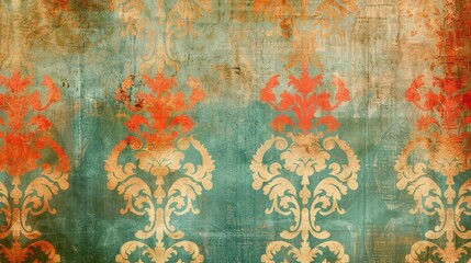 Wall Mural - Vintage pattern on grunge paper background