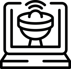 Poster - Satellite dish is transmitting data wirelessly to a laptop, showcasing the concept of remote sensing and data acquisition