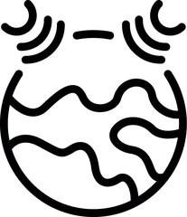 Poster - Black outline icon of radio waves connecting opposite sides of the earth, representing global wifi and communication
