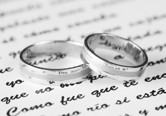 wedding rings on the table