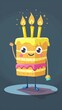 © master old - Cute Pencil character cartoon vector with three candles holding a trilayer cake back to school8,