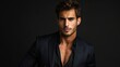 © Achmad Khoeron - attractive confident young businessman guy hot model appearance isolated black background