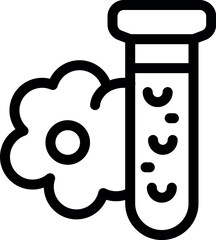 Poster - Line art icon of a test tube analyzing a flower sample, representing scientific research and experimentation