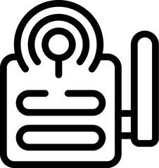 Poster - Line icon of a wifi router emitting a signal, with an antenna and buttons on the front